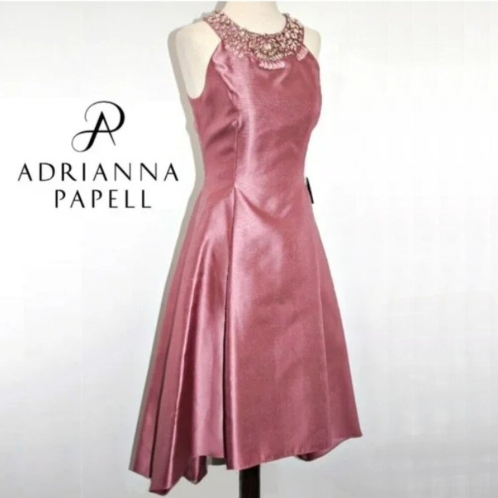𝖠𝖣𝖱𝖨𝖠𝖭𝖭𝖠 𝖯𝖠𝖯𝖤𝖫𝖫 Women's Mikado Fit&Flare Party Dress Rose (Size 8)